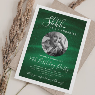 Invitation SURPRISE Photo 50e anniversaire fête Vert Glam 