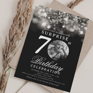 Invitation SURPRISE Photo 70th Birthday Silver Midnight