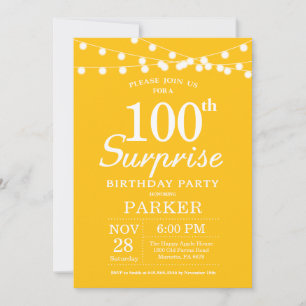 Invitation surprise pour 100e anniversaire jaune