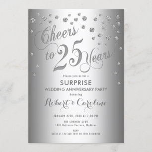 Invitation Surprise pour 25e anniversaire de mariage - Argent