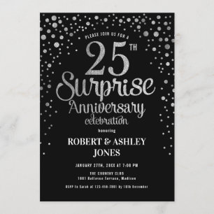 Invitation Surprise pour 25e anniversaire de mariage - Noir e