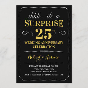 Invitation Surprise pour 25e anniversaire de mariage - Noir O