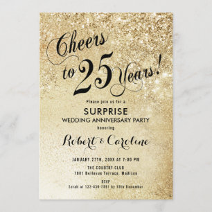 Invitation Surprise pour 25e anniversaire de mariage - Or