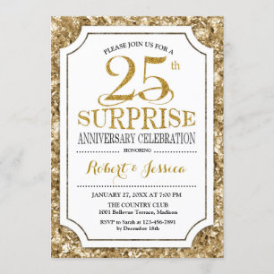 Invitation Surprise pour 25e anniversaire de mariage - Or bla