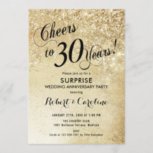 Invitation Surprise pour 30e anniversaire de mariage - Or