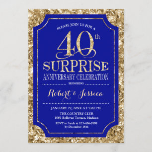 Invitation Surprise pour 40e anniversaire de mariage - Bleu O