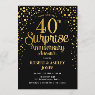 Invitation Surprise pour 40e anniversaire de mariage - Noir e