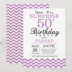 Invitation surprise pour 50 ans Chevron violet