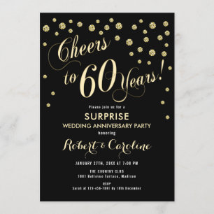Invitation Surprise pour 60e anniversaire de mariage - Noir e