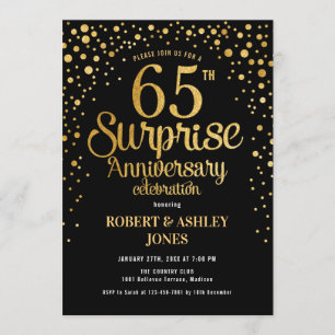 Invitation Surprise pour 65e anniversaire de mariage - Noir e