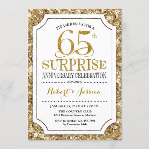 Invitation Surprise pour 65e anniversaire de mariage - Or bla