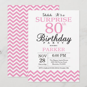 Invitation surprise pour 80 ans avec Chevron rose