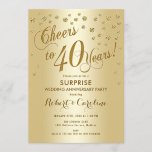 Invitation Surprise pour les 40 ans de mariage - Or
