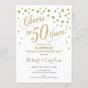 Invitation Surprise pour les 50 ans de mariage - Blanc et Or