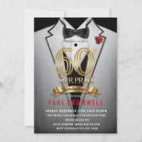 Invitation surprise pour les 60 ans en smoking