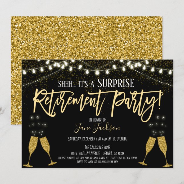 Invitation Surprise Retraite Party (Devant / Derrière)