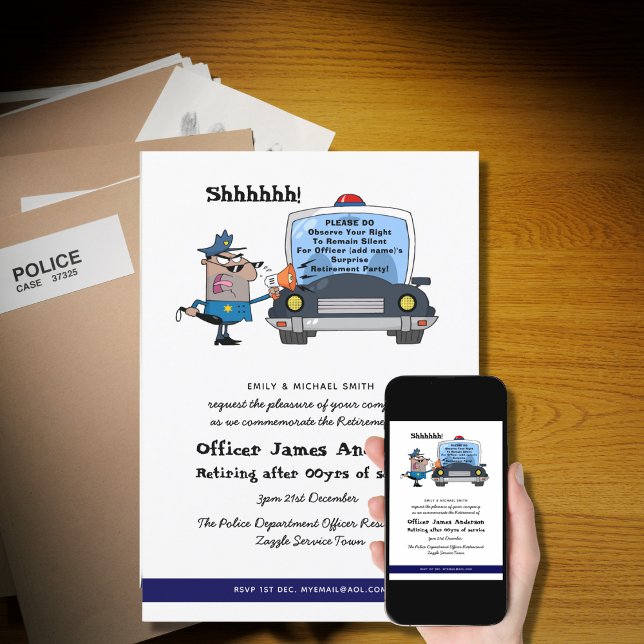 Invitation Surprise Retraite Police Officier Parti Drôle (Créateur téléchargé)