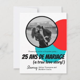 Invitation Surprise romantique moderne 25e anniversaire de Ma