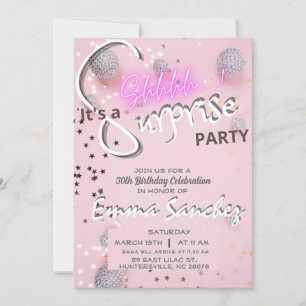 Invitation surprise rose et gris avec QR rsvp