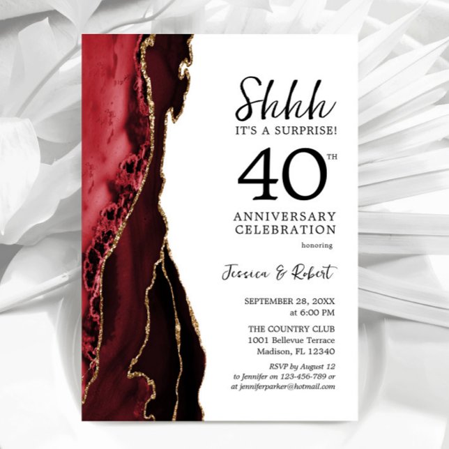 Invitation Surprise Ruby Red 40e anniversaire (Créateur téléchargé)