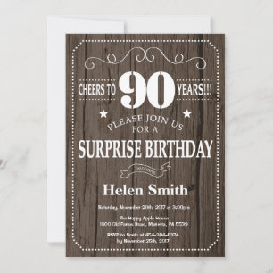 Invitation surprise rustique pour 90e anniversaire