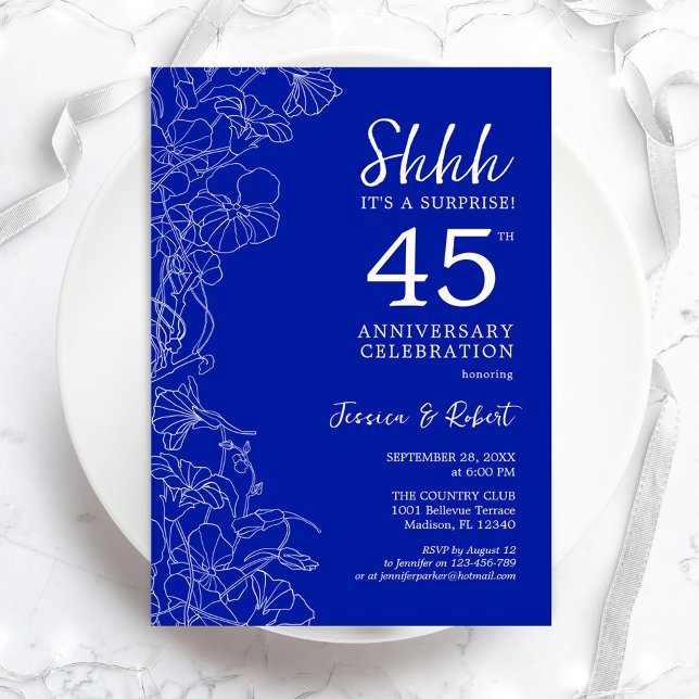 Invitation Surprise Saphir Blanc 45e Anniversaire (Créateur téléchargé)