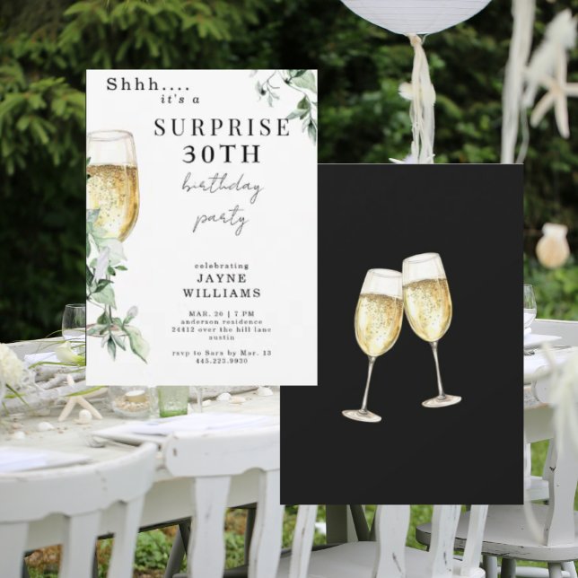 Invitation Surprise Toast de Champagne 30e fête d'anniversair (Créateur téléchargé)