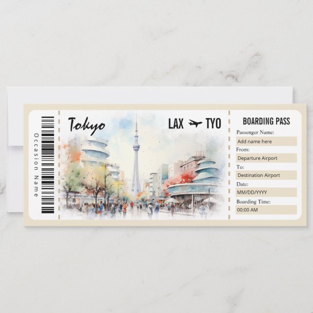 Invitation Surprise Tokyo Boarding Pass Certificat cadeau Inv (Devant)