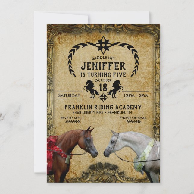 Invitation Surréaliste deux chevaux peinture.                 (Devant)