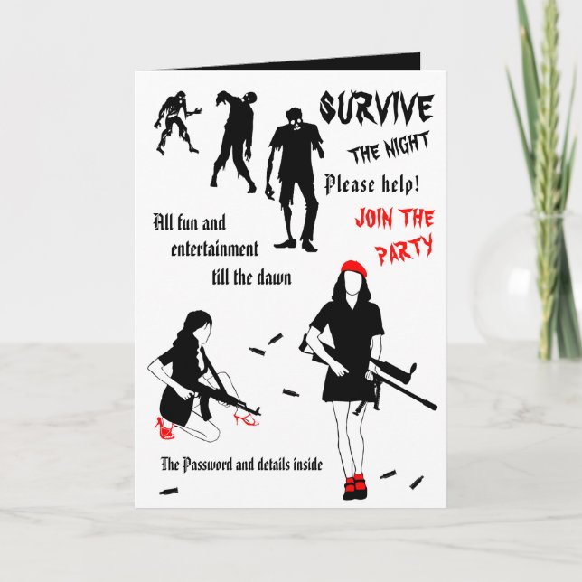 Invitation Survivre la nuit Halloween personnalisable (Devant)