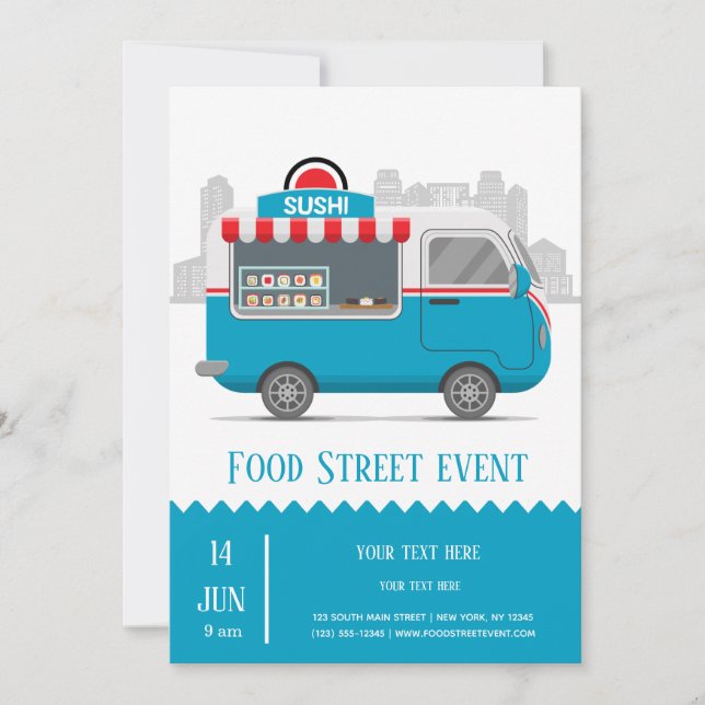 Invitation Sushi alimentaire de camion de rue (Devant)