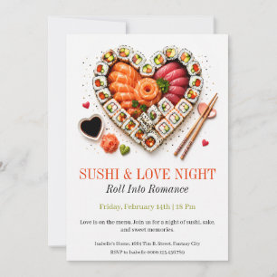 Invitation Sushi et Nuit d'Amour Party - Sushi de la Saint-Va
