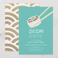 Sushi Party Simple Turquoise & Or Anniversaire