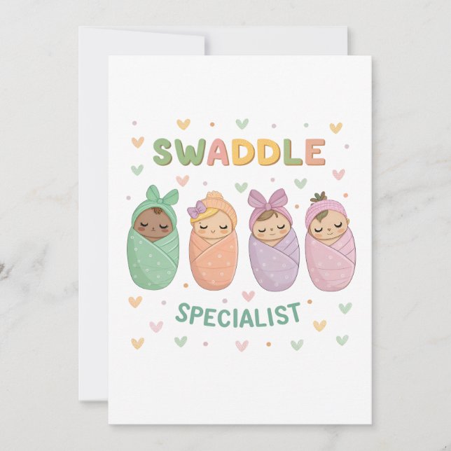 Invitation Swaddle Specialist Cute Baby Illustration (Devant)