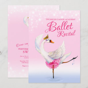 Invitation Swan lake rose ballet danse récital
