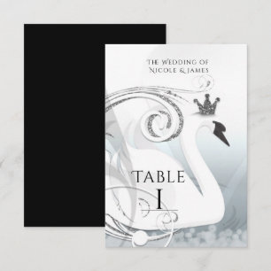 Invitation Swan Princess Silver & White Elegant Numéro de tab