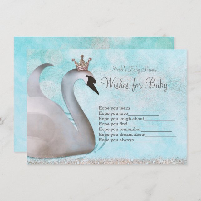 Invitation Swan Princess Wings for Baby shower Game (Devant / Derrière)