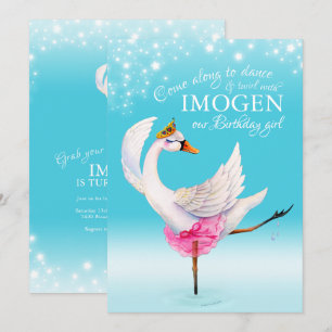 Invitation Swan sur ballet lac 3e anniversaire aqua invitatio