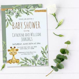 Invitation Sweari Safari Jungle Eucalyptus Giraffe Baby showe