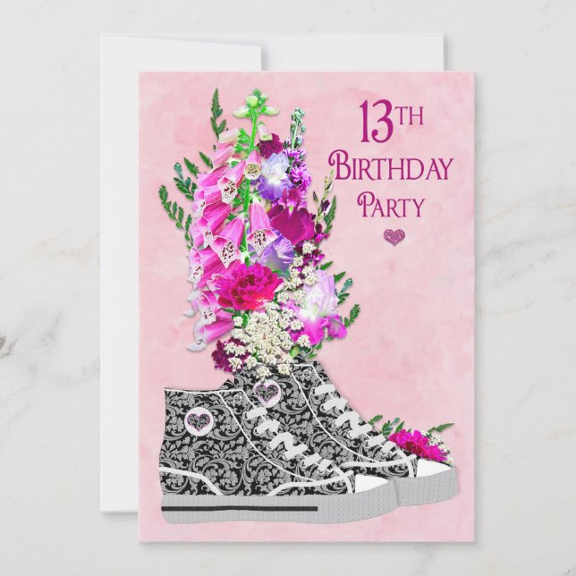 Invitation Sweet 13th Birthday Party Invitation, Basket (Devant)