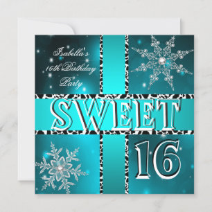 Invitation Sweet 16 16e Anniversaire Wonderland hiver Turquoi