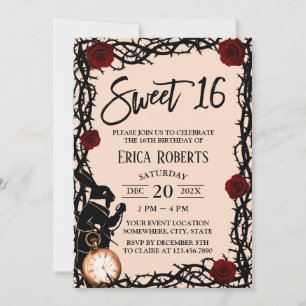 Invitation Sweet 16 Alice au pays des merveilles Blush rose A