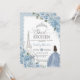 Invitation Sweet 16 Anniversaire Bleu Floral Paris Argent (Devant/Arrière en situation)