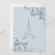 Invitation Sweet 16 Anniversaire Bleu Floral Paris Argent (Dos)