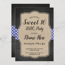 Sweet 16 Anniversaire Fête BBQ Bleu En vichy Burla