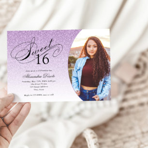 Invitation Sweet 16 Anniversaire Lumière Violet Parties scint