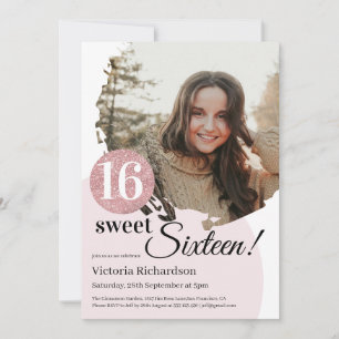 Invitation Sweet 16 Anniversaire Parties scintillant rose mod