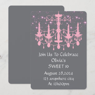 INVITATION SWEET 16 ANNIVERSAIRE ROSE D'INVITATION