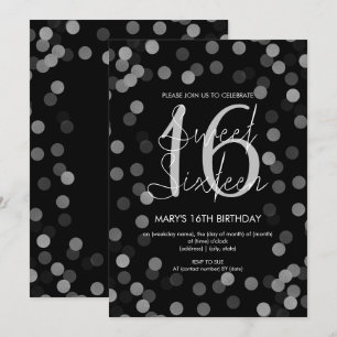 Invitation Sweet 16 Anniversaire Silver Glam Parties scintill