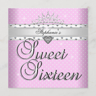 Invitation Sweet 16 Anniversaire Soirée Rose Zones Blanches T